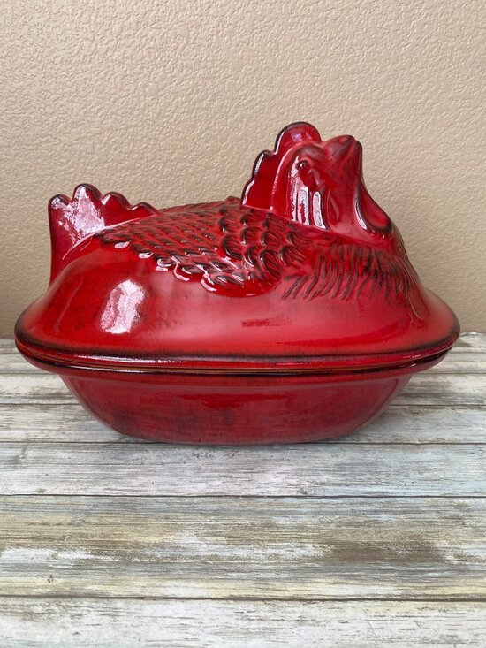 Tabularasa Other - Tabularasa Ceramic Red Hen Roaster Casserole Pan Dish Vintage Italy – No Rack